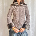 Faux Fur Puffer Zip Jacket - Size S