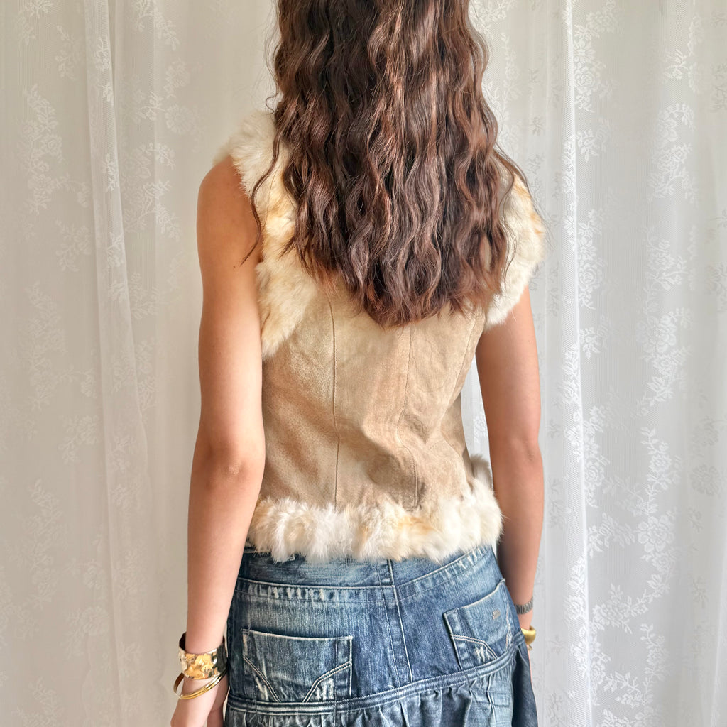 Genuine Fur & Suede Zip Jacket - Size M