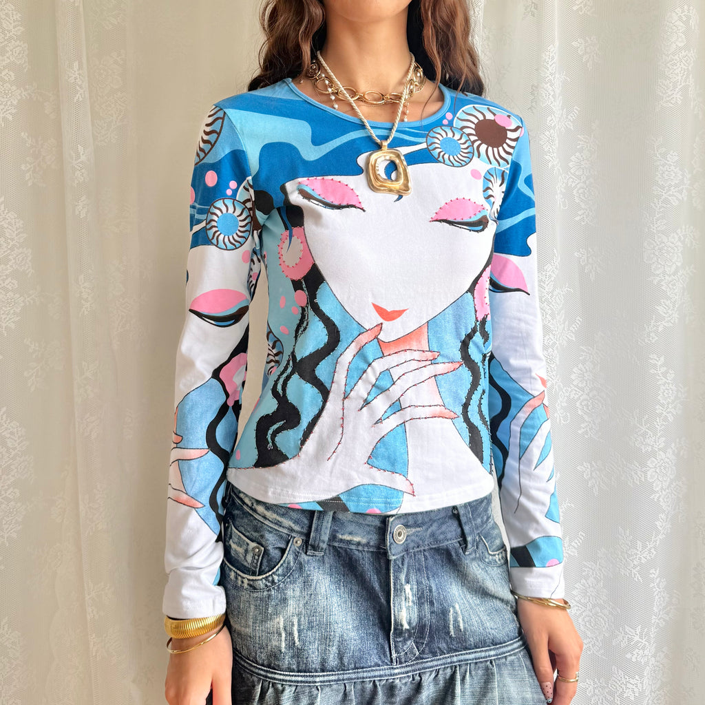 Graphic Long Sleeve Top - Size M