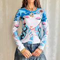 Graphic Long Sleeve Top - Size M