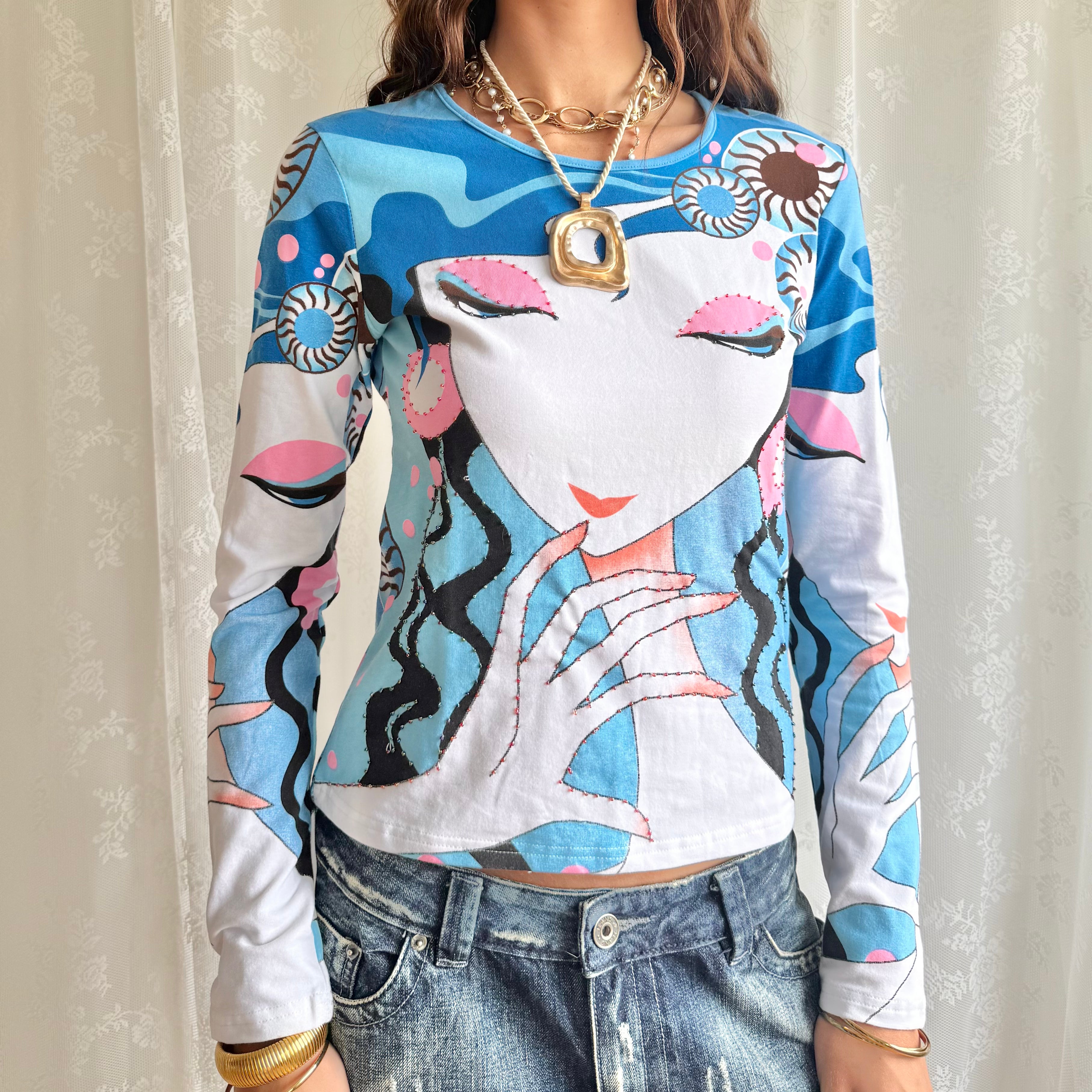 Graphic Long Sleeve Top - Size M
