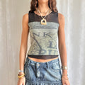 Mesh Graphic Crop Top - Size M