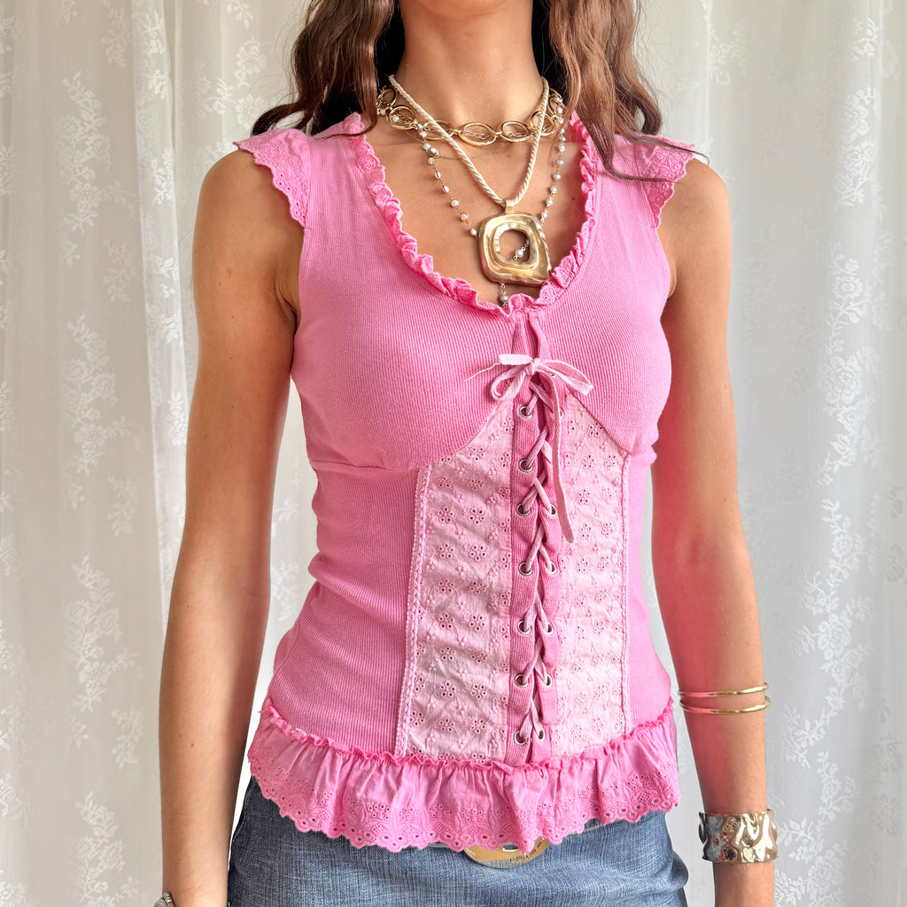 Broderie Anglaise Crop Top - Size M
