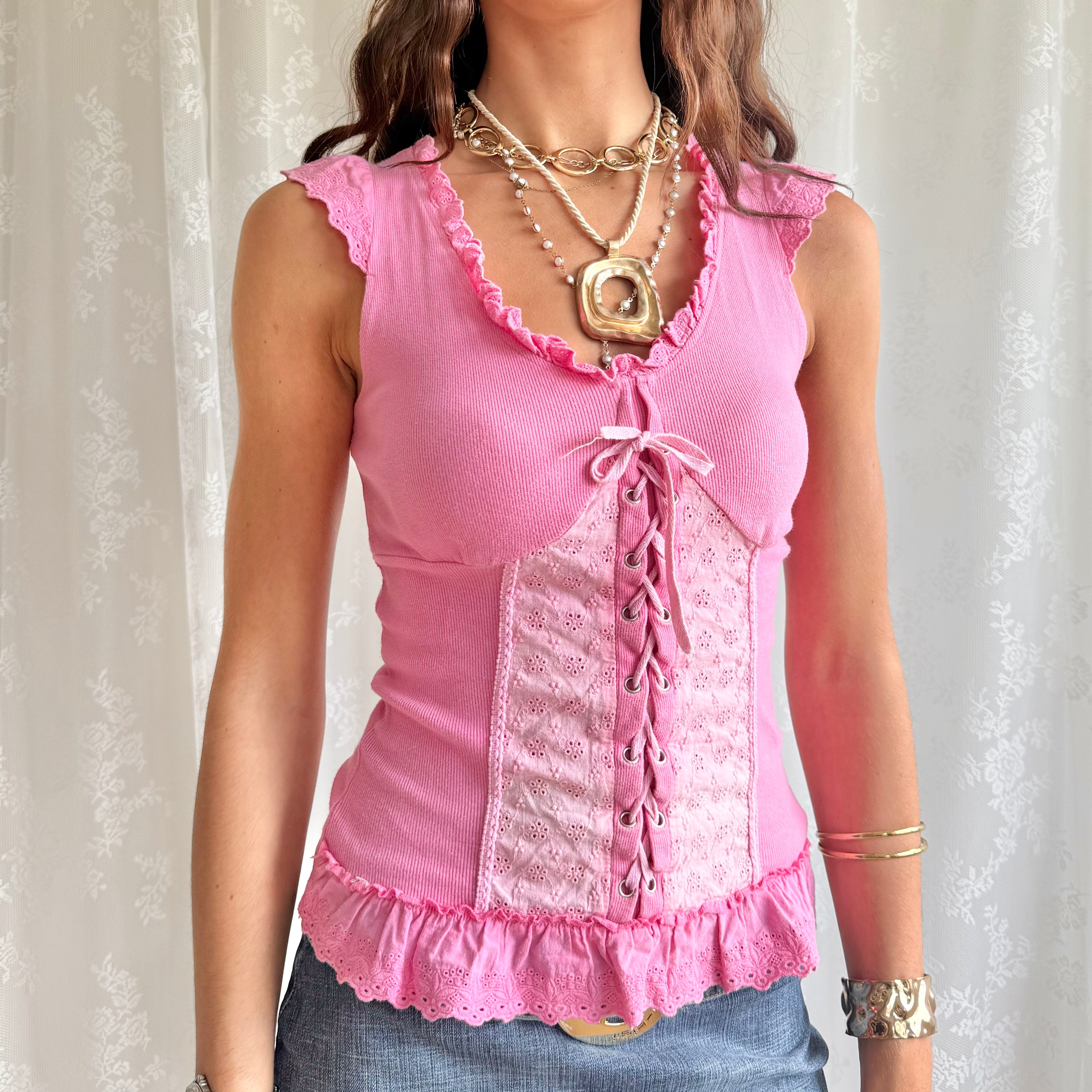 Broderie Anglaise Crop Top - Size M