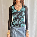 Sequin Mesh Long Sleeve Top - Size S