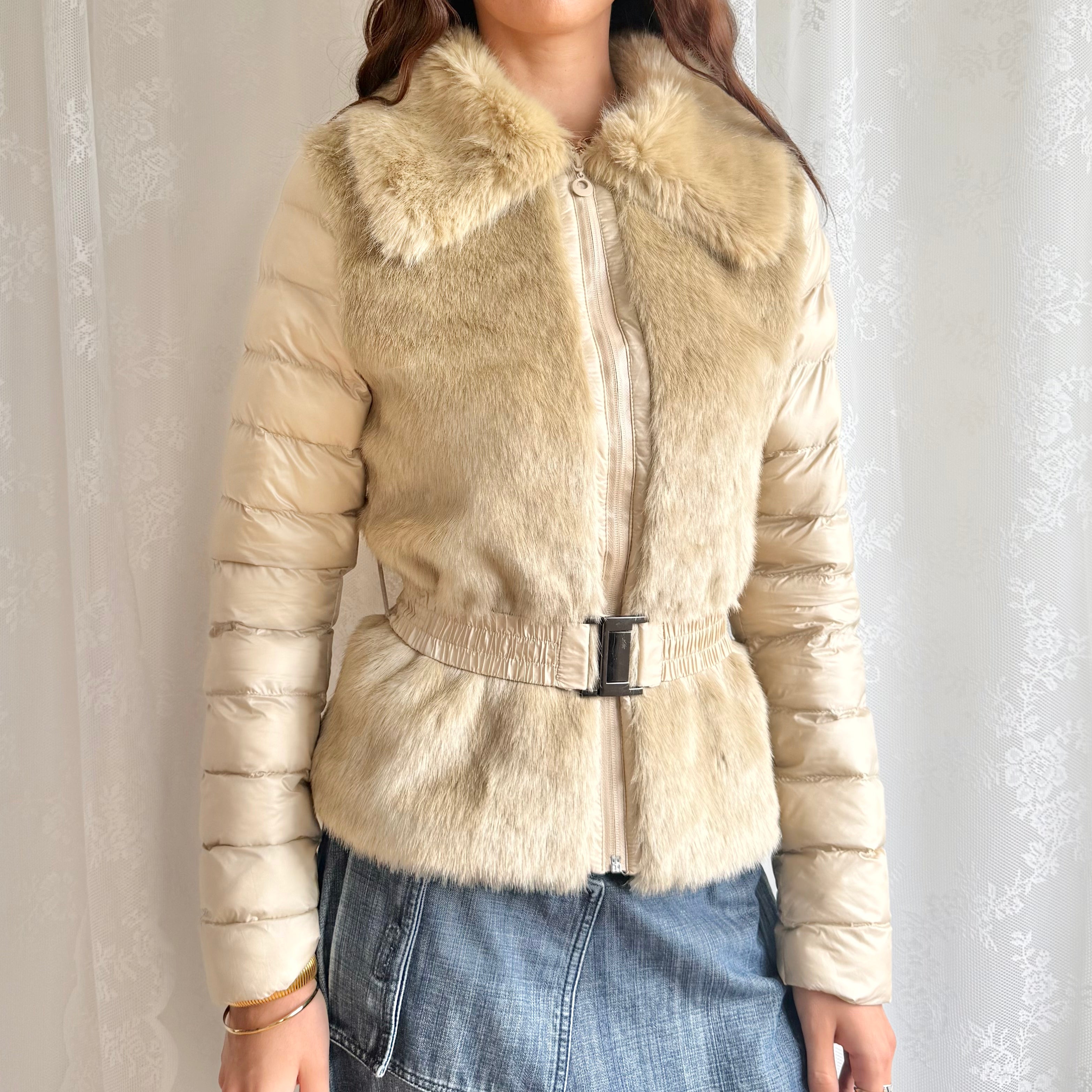Faux Fur Puffer Zip Jacket - Size M