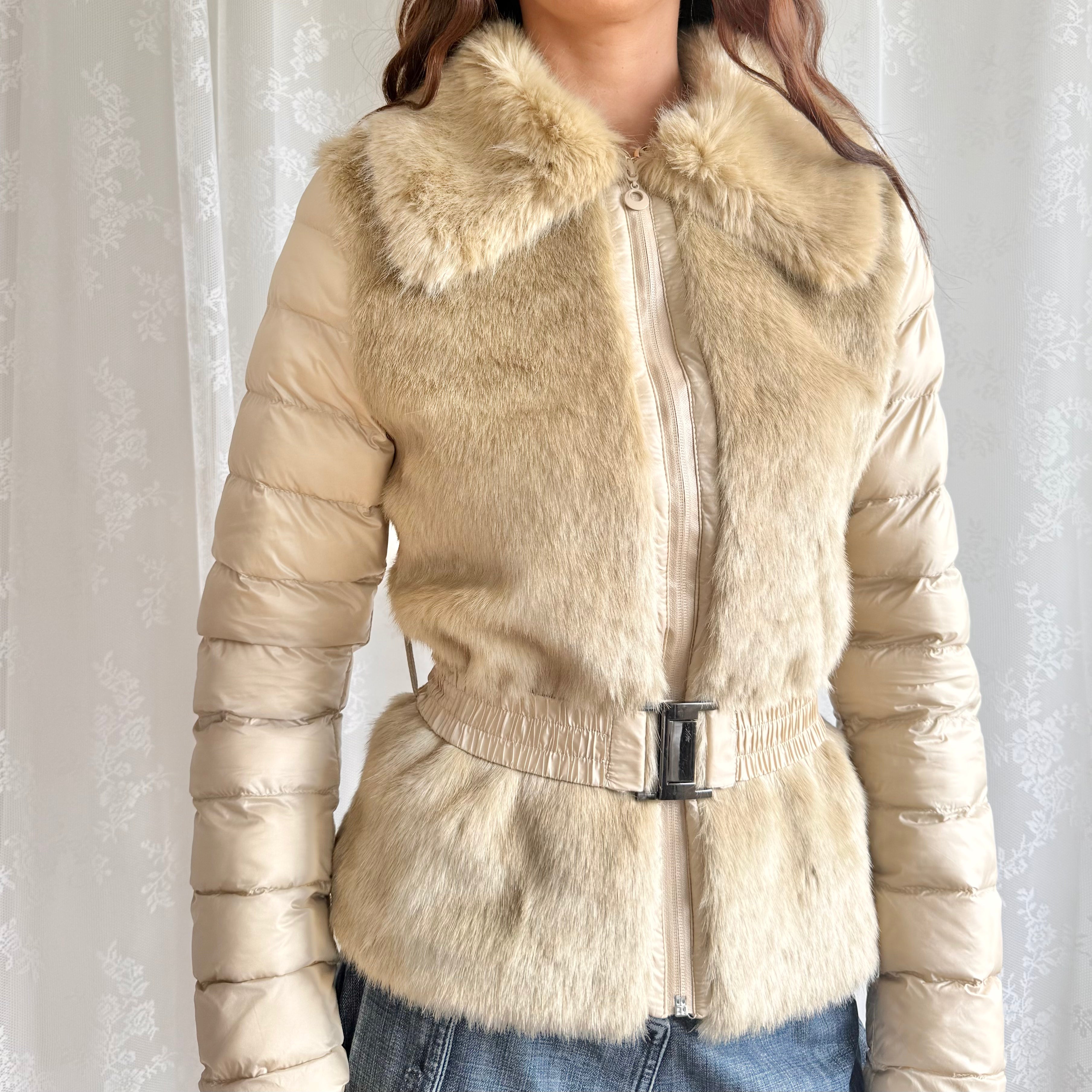 Faux Fur Puffer Zip Jacket - Size M
