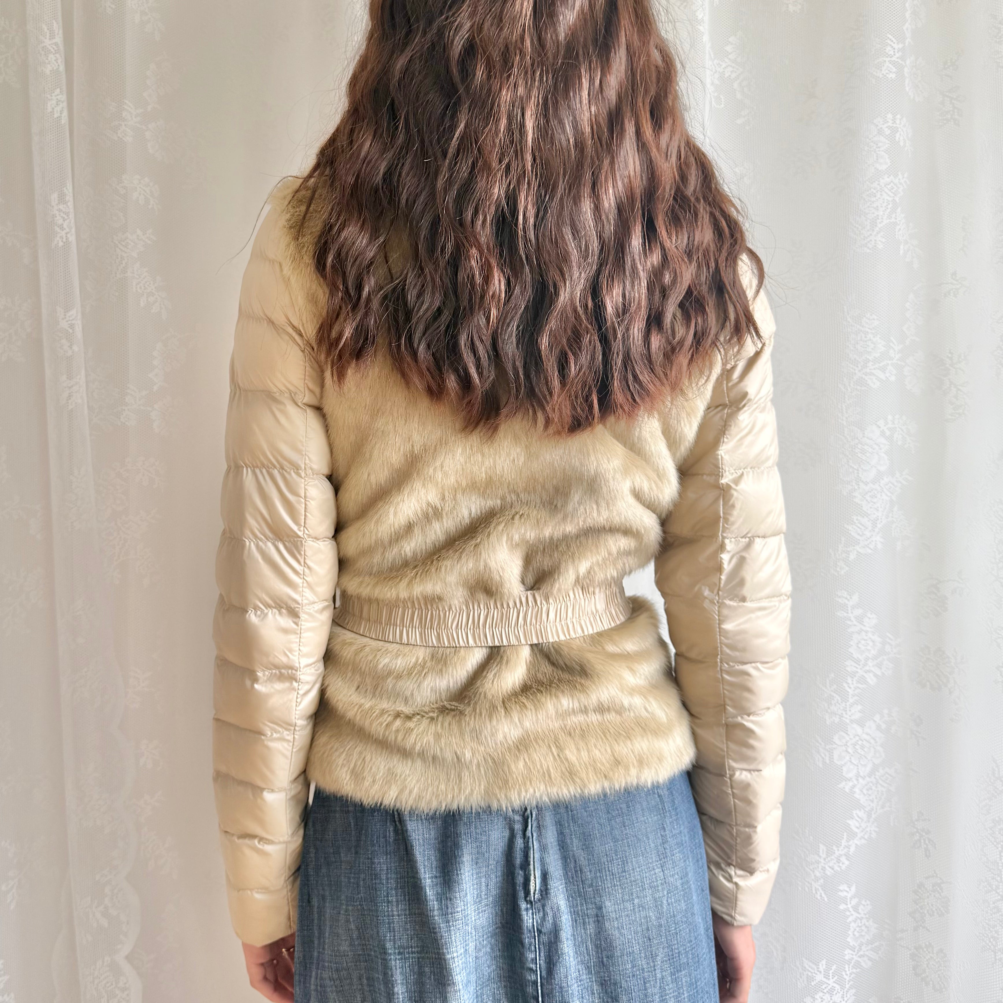 Faux Fur Puffer Zip Jacket - Size M