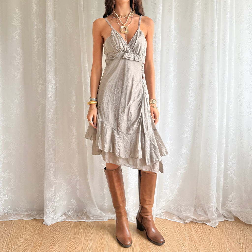 Cotton & Silk Midi Dress - Size L