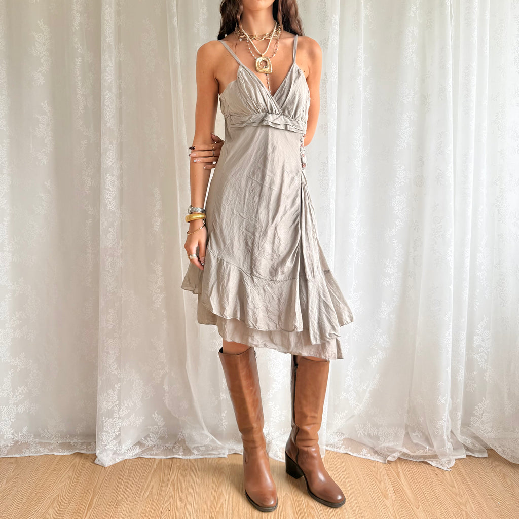Cotton & Silk Midi Dress - Size L
