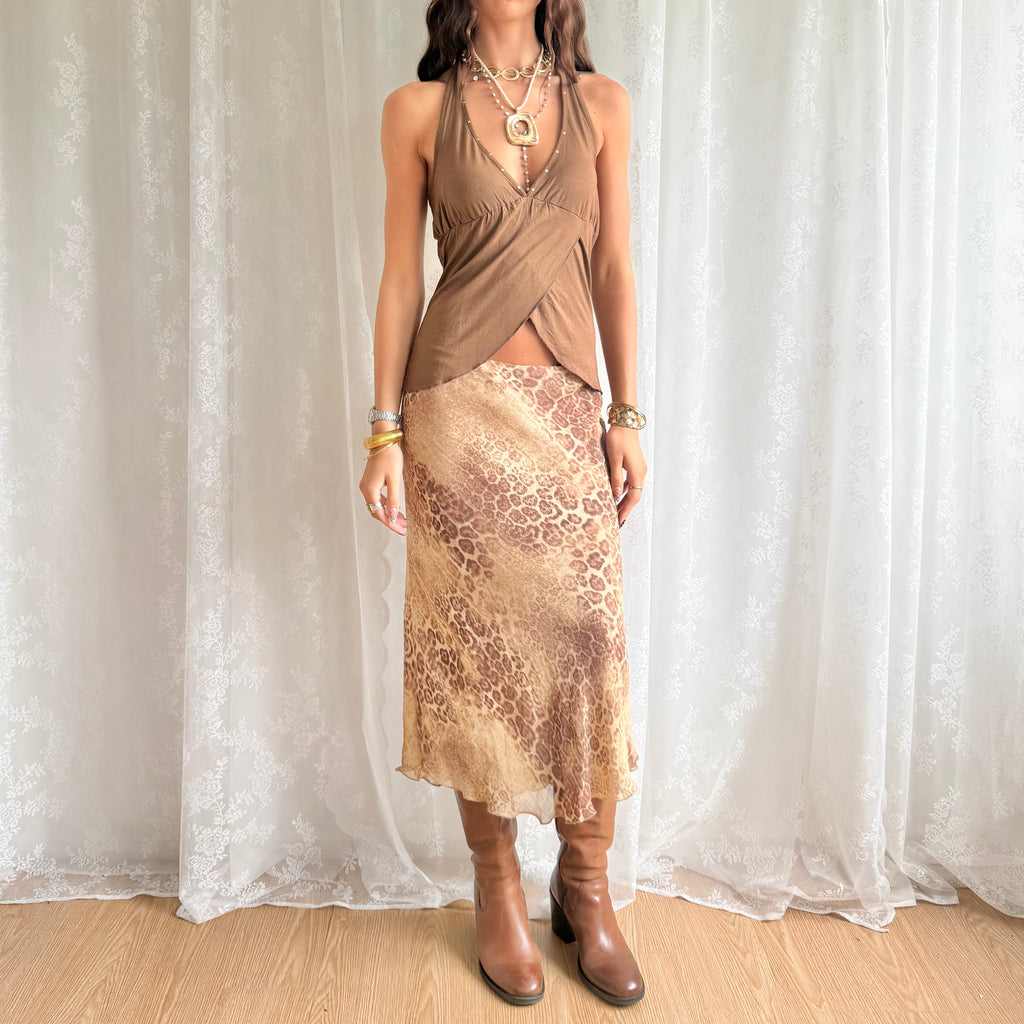 Leopard Midi Skirt - Size L