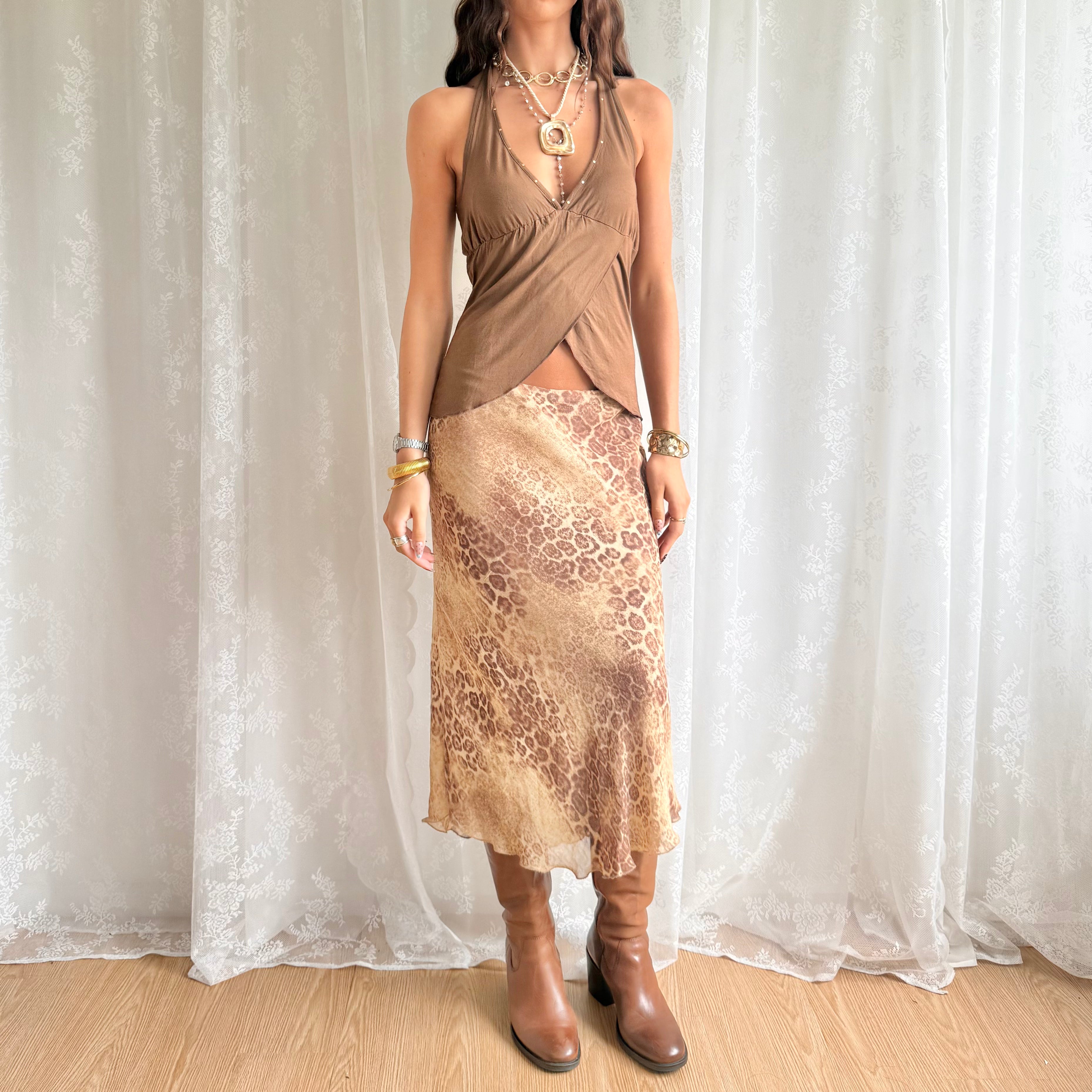 Leopard Midi Skirt - Size L