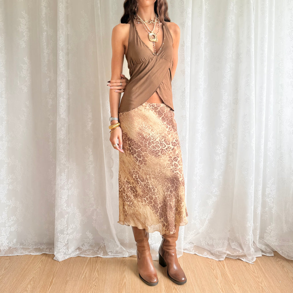 Leopard Midi Skirt - Size L