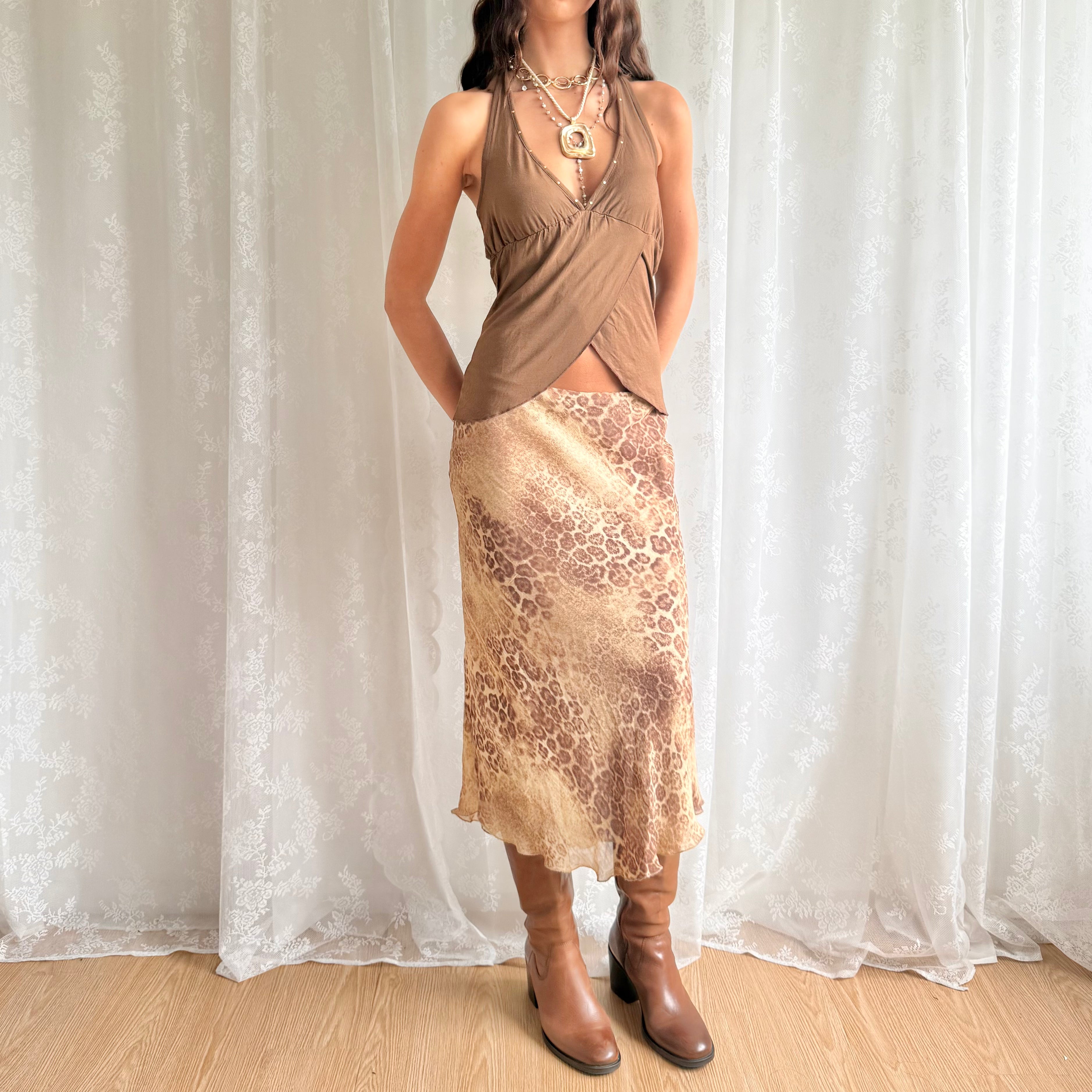 Leopard Midi Skirt - Size L