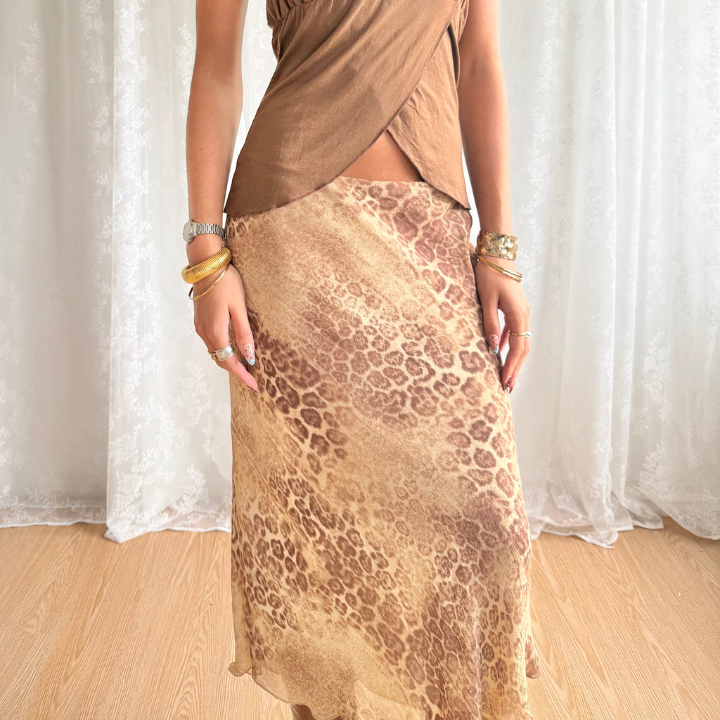 Leopard Midi Skirt - Size L