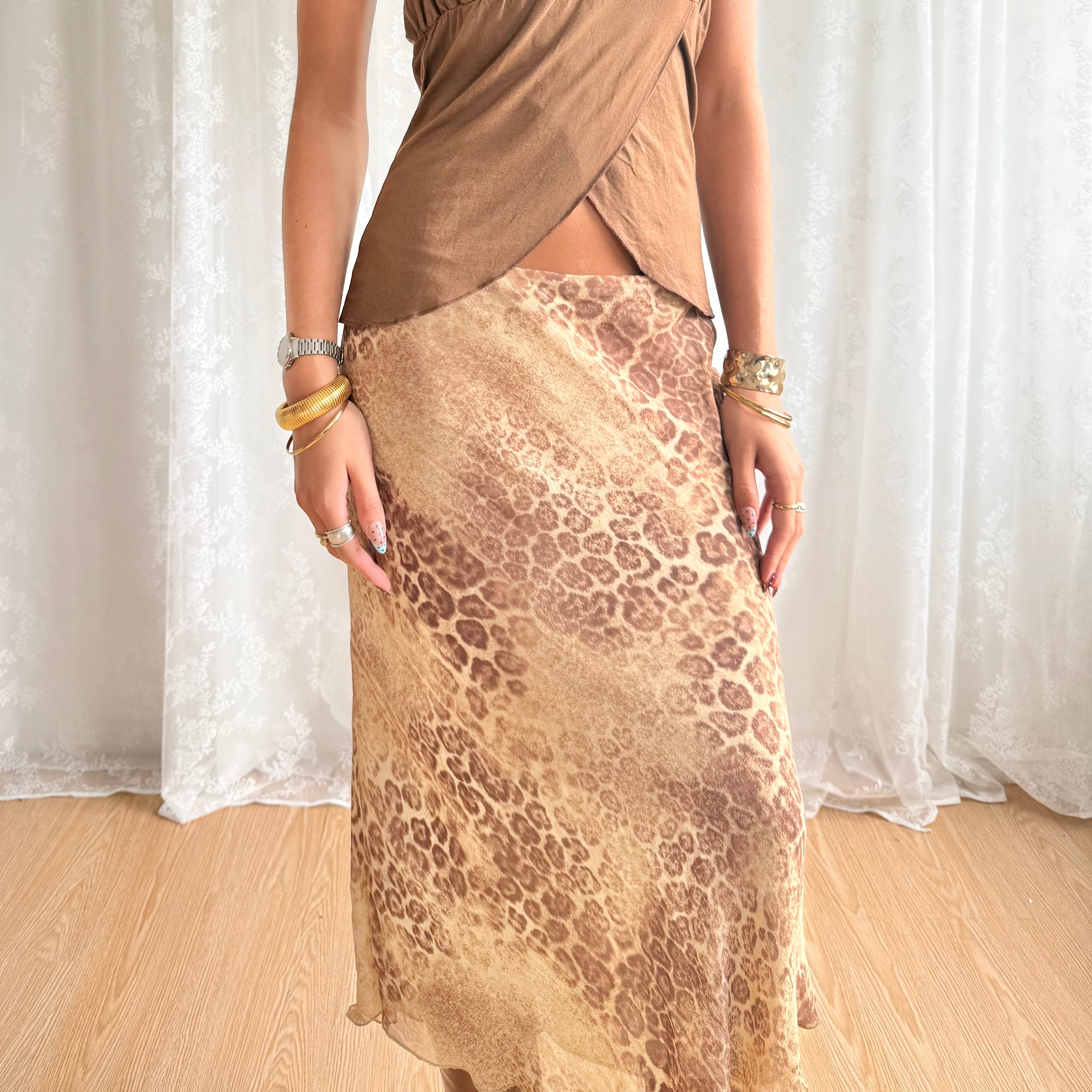 Leopard Midi Skirt - Size L