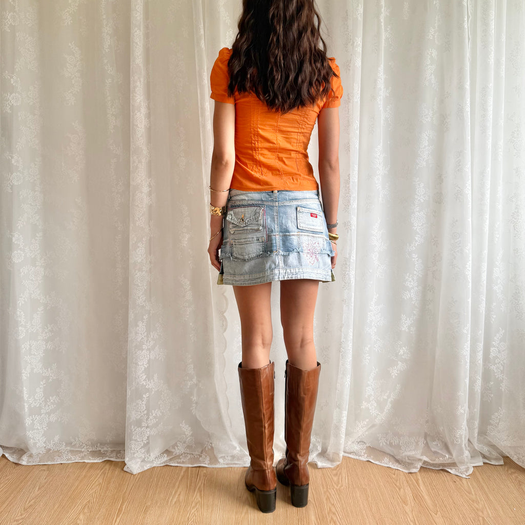 Denim Mini Skirt - Size L