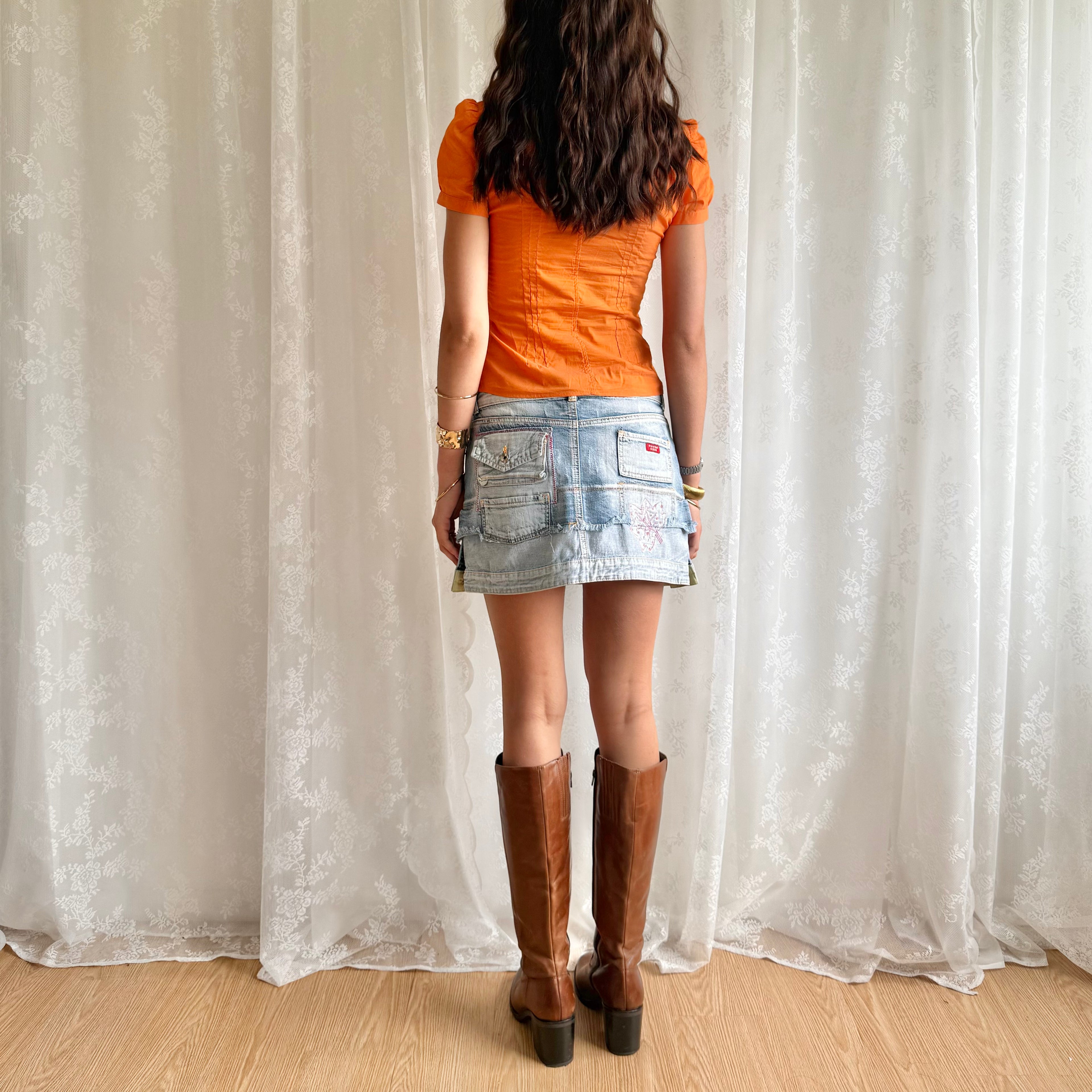 Denim Mini Skirt - Size L