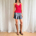 Denim Pleated Mini Skirt - Size M