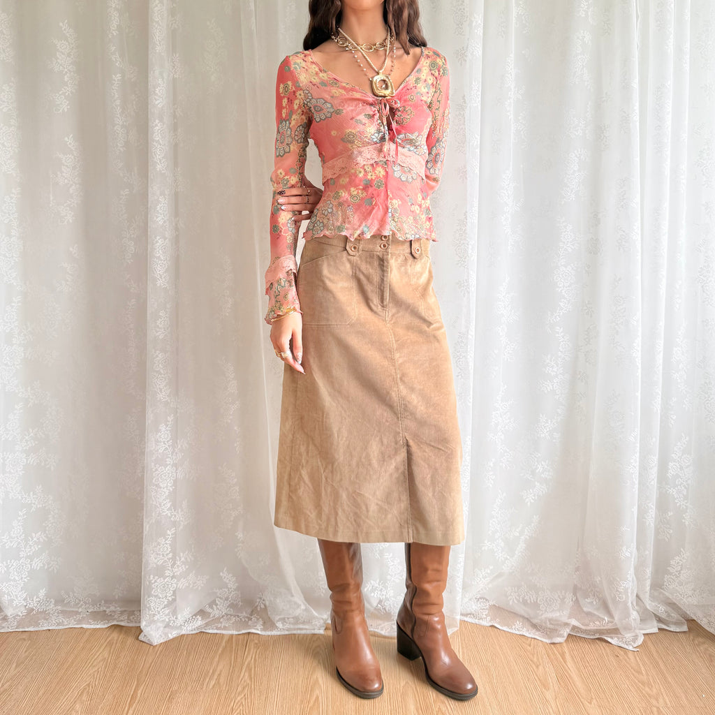 Corduroy Midi Skirt - Size M