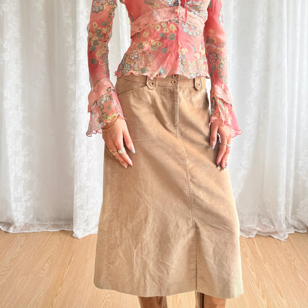 Corduroy Midi Skirt - Size M