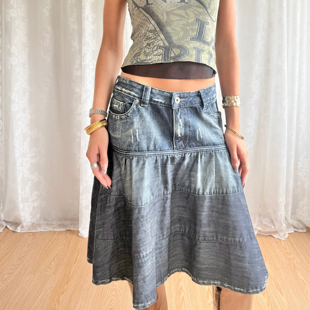 Denim Midi Skirt - Size L