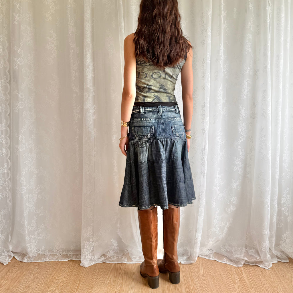 Denim Midi Skirt - Size L