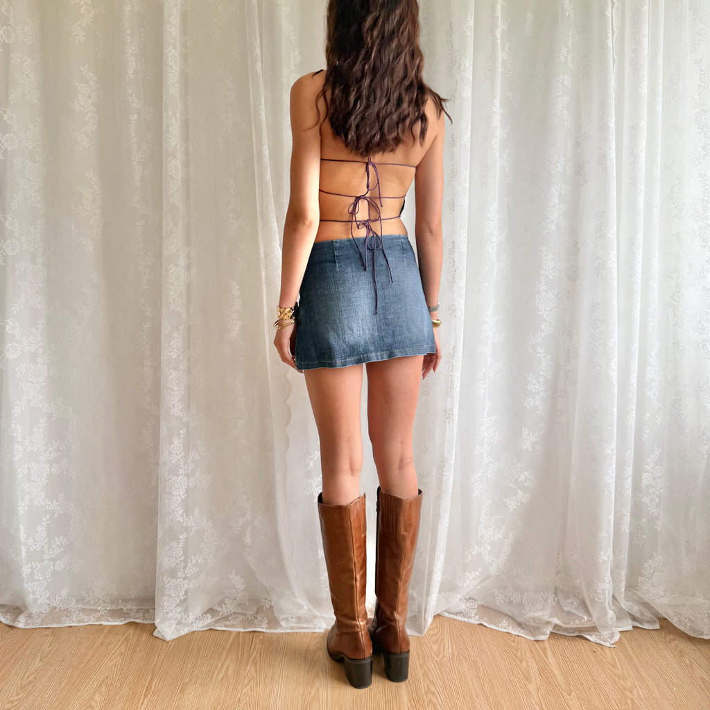 Denim Buckle Mini Skirt - Size S