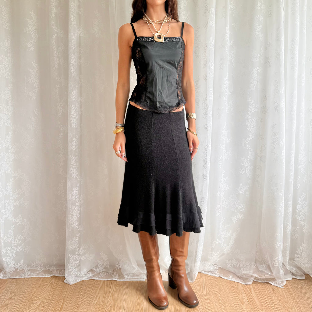 Mohair Silk Knit Midi Skirt - Size M