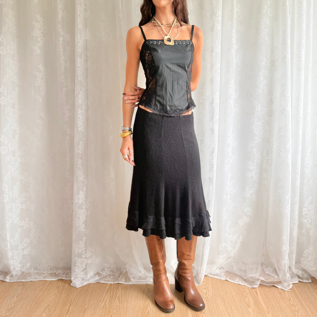Mohair Silk Knit Midi Skirt - Size M