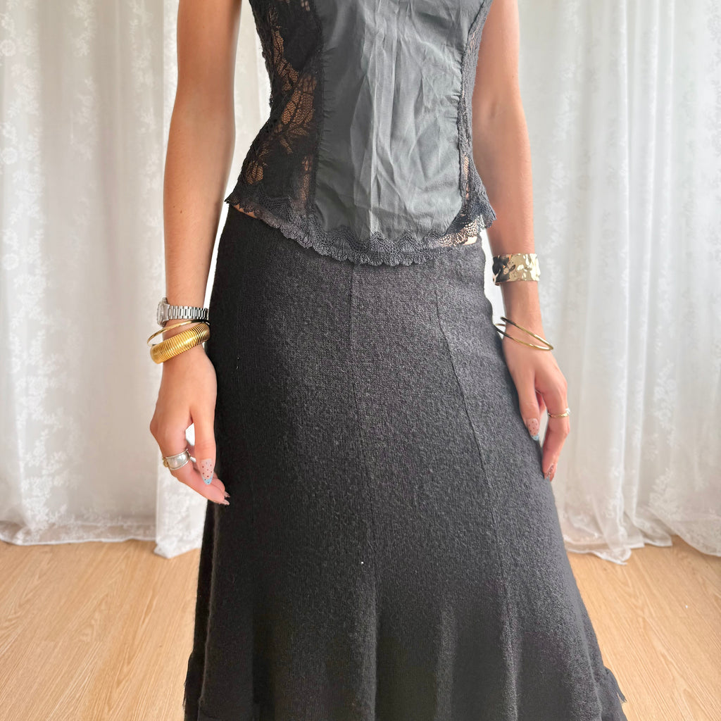 Mohair Silk Knit Midi Skirt - Size M