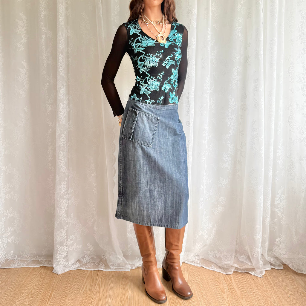 Denim Midi Skirt - Size M