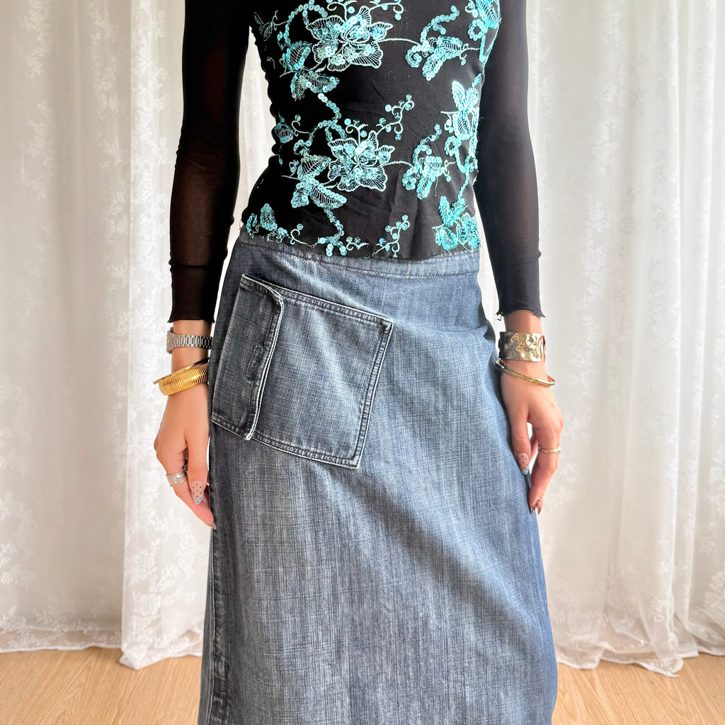 Denim Midi Skirt - Size M