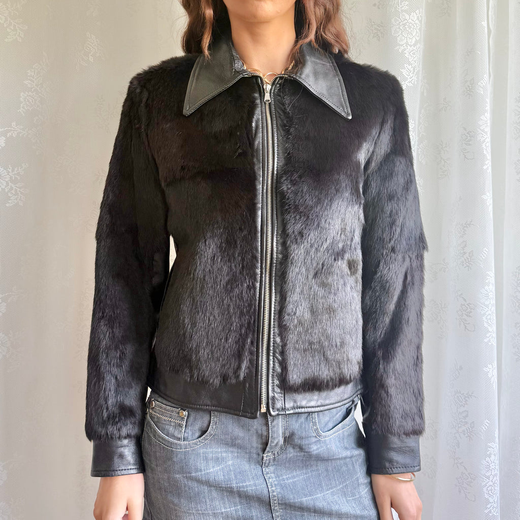 Genuine Leather & Fur Jacket - Size L