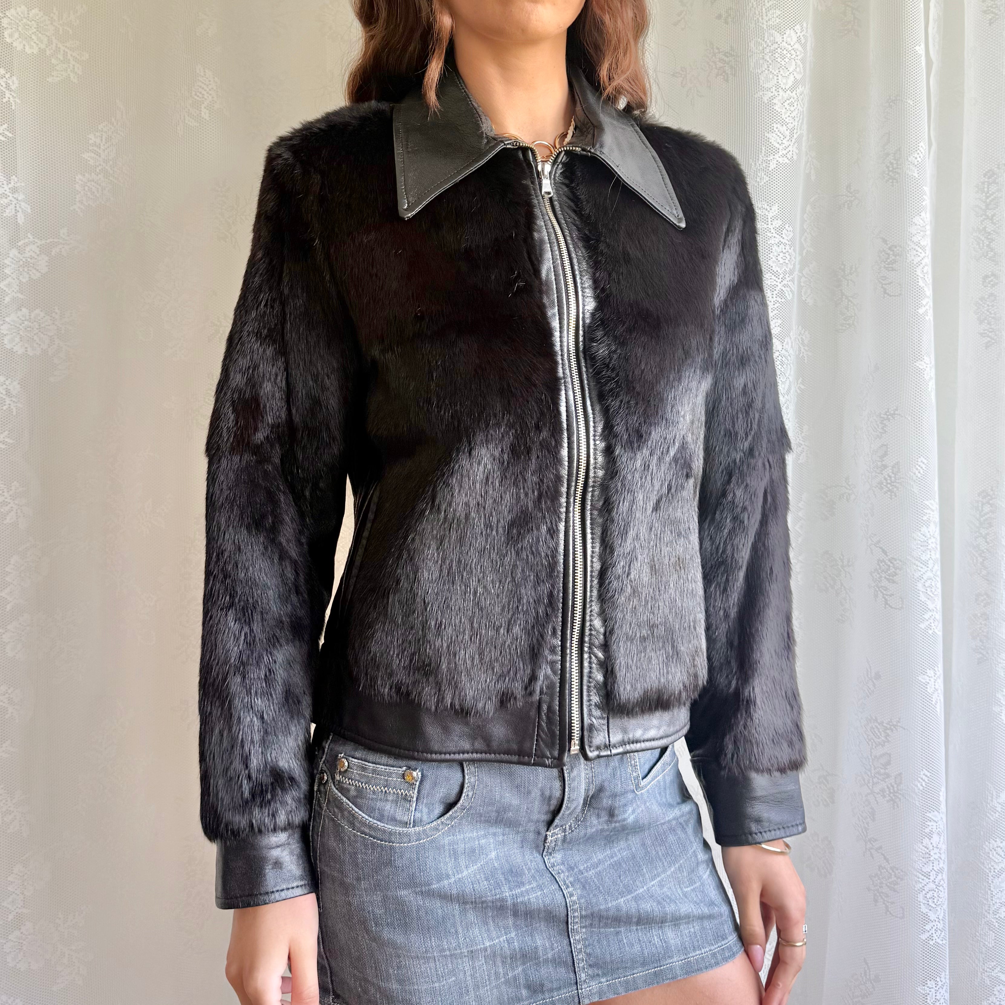 Genuine Leather & Fur Jacket - Size L