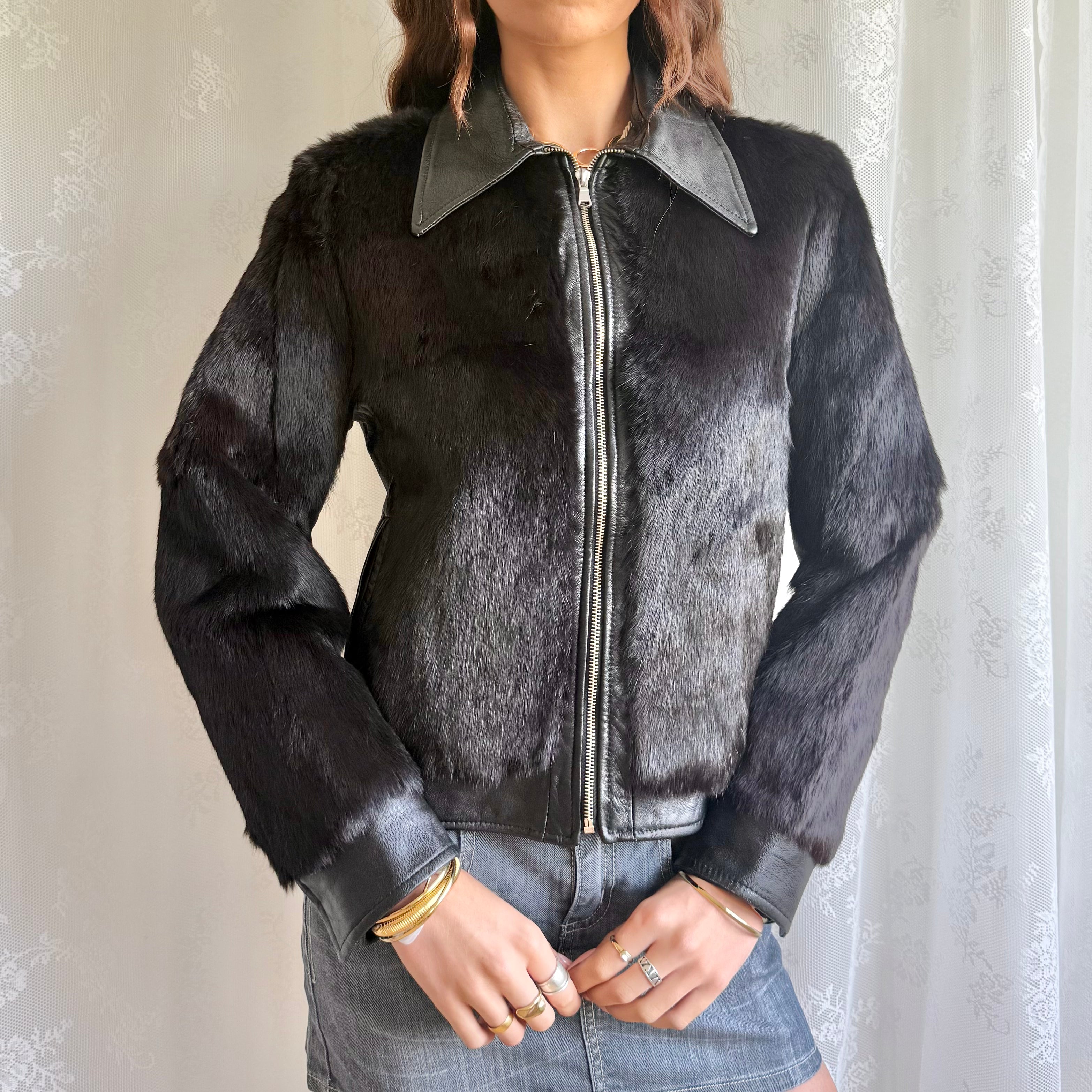 Genuine Leather & Fur Jacket - Size L