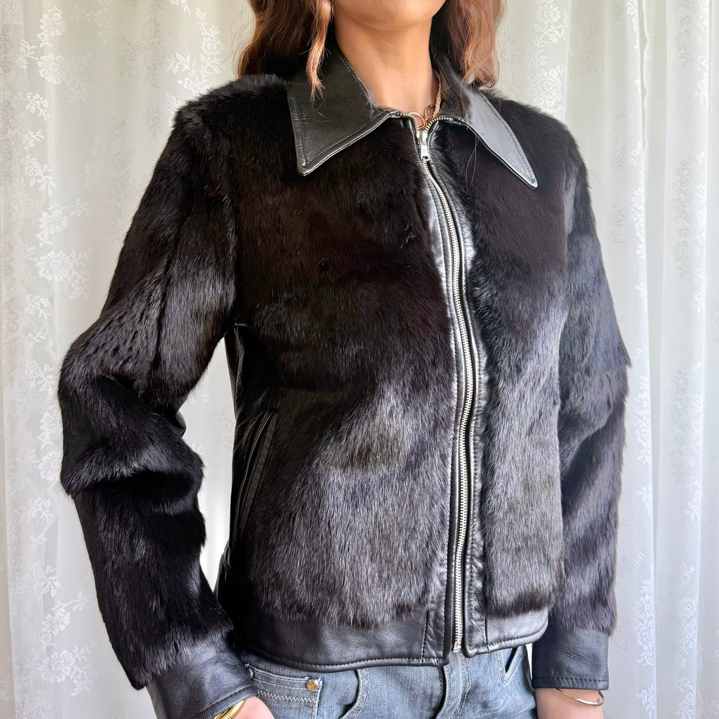Genuine Leather & Fur Jacket - Size L