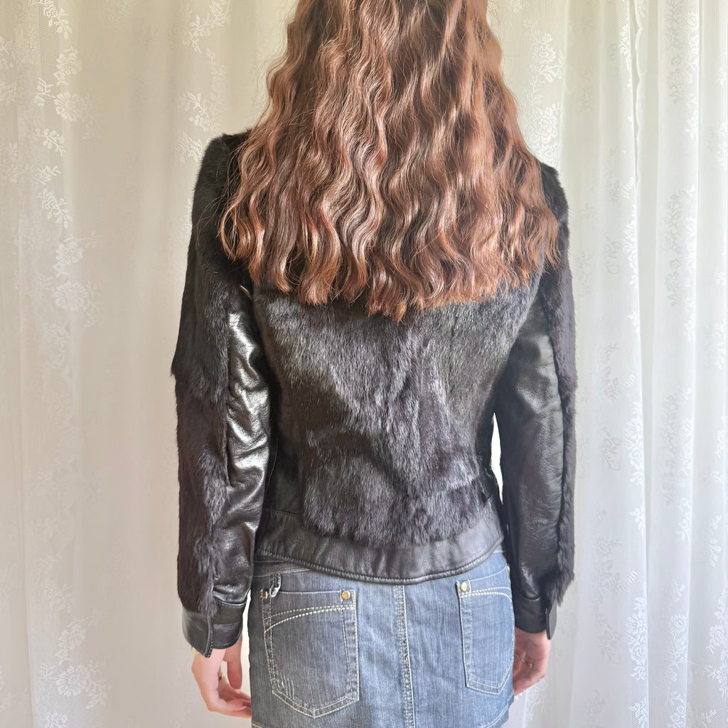 Genuine Leather & Fur Jacket - Size L
