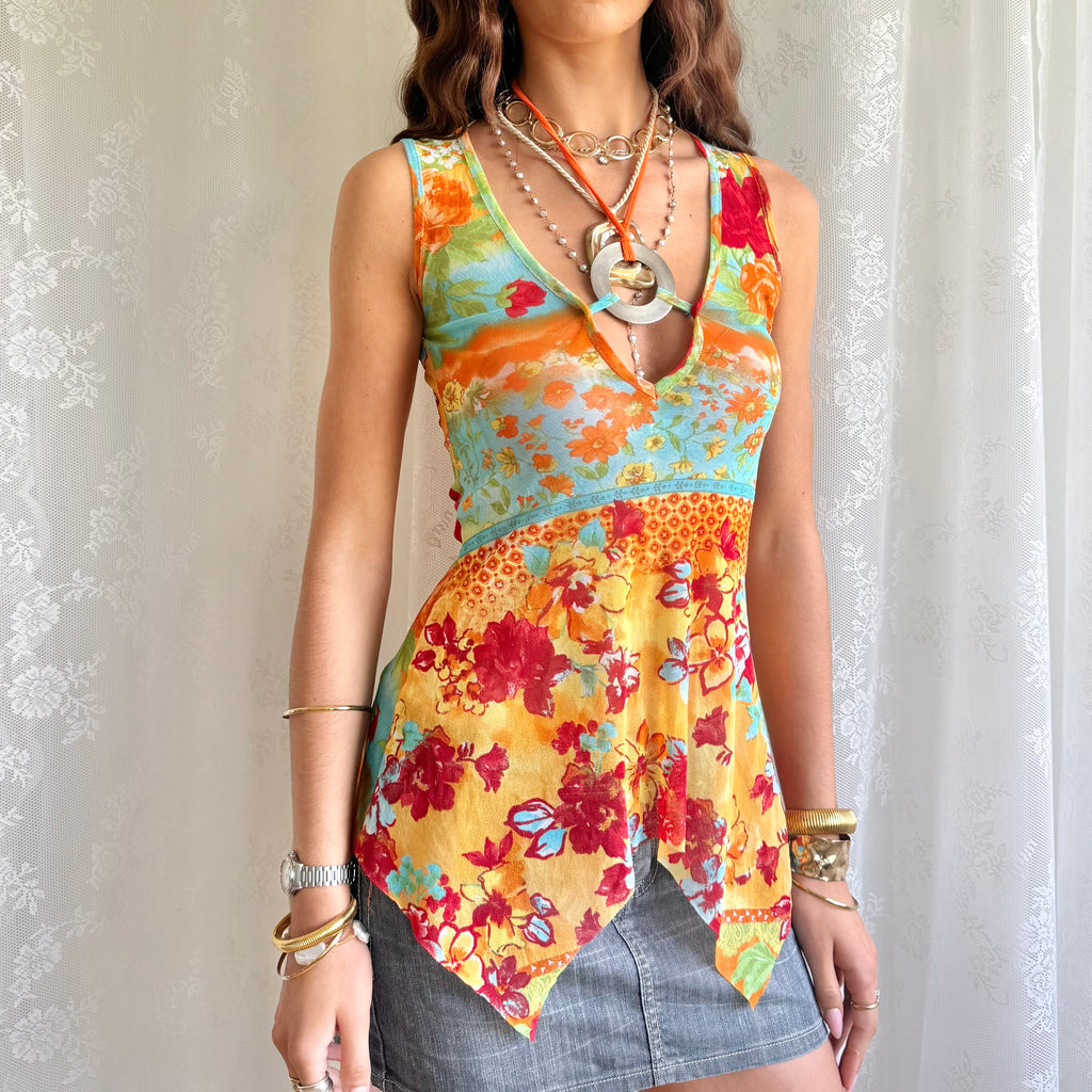 Patterned Mesh Cami - Size S