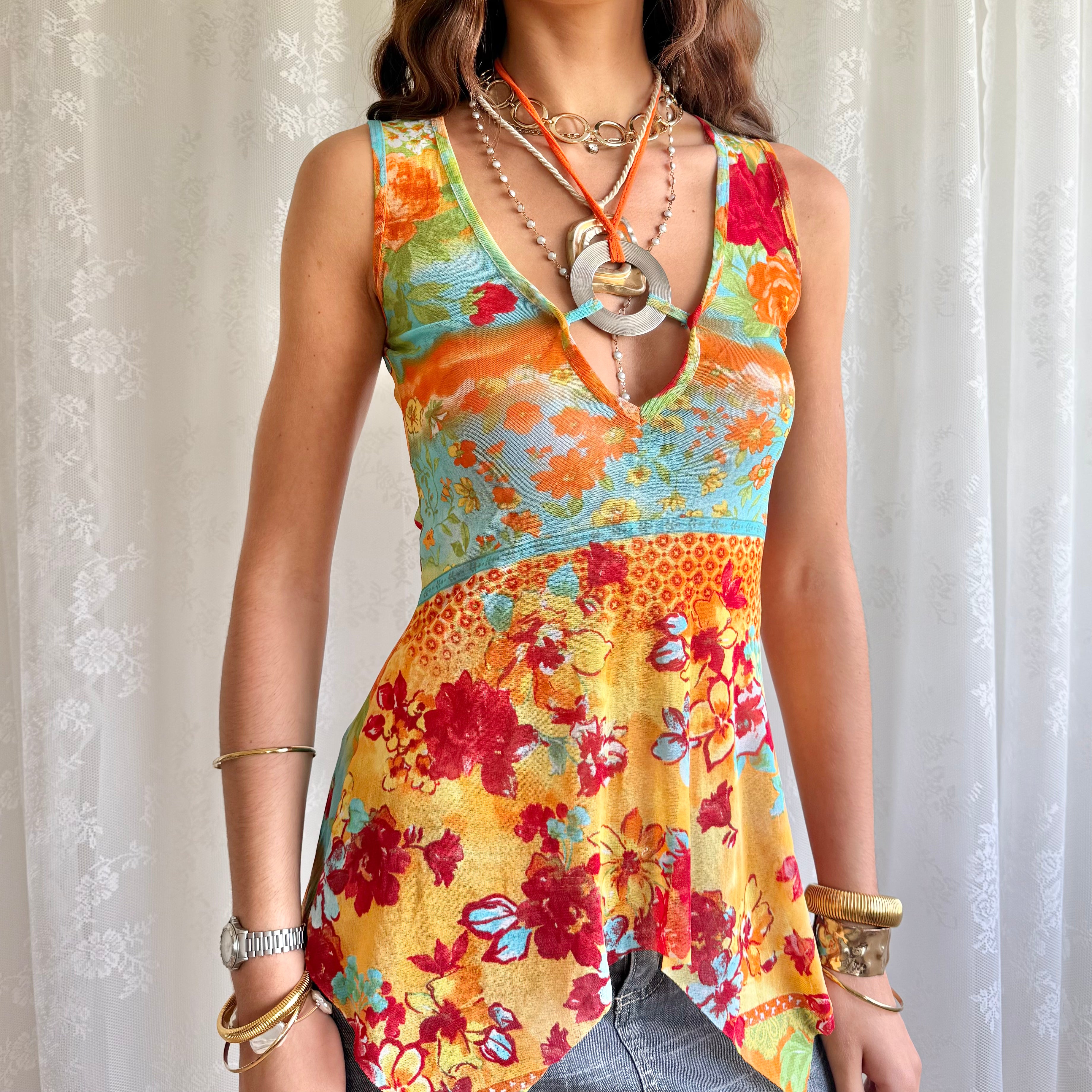 Patterned Mesh Cami - Size S