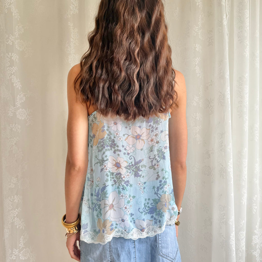 Sheer Lace Trim Cami - Size M