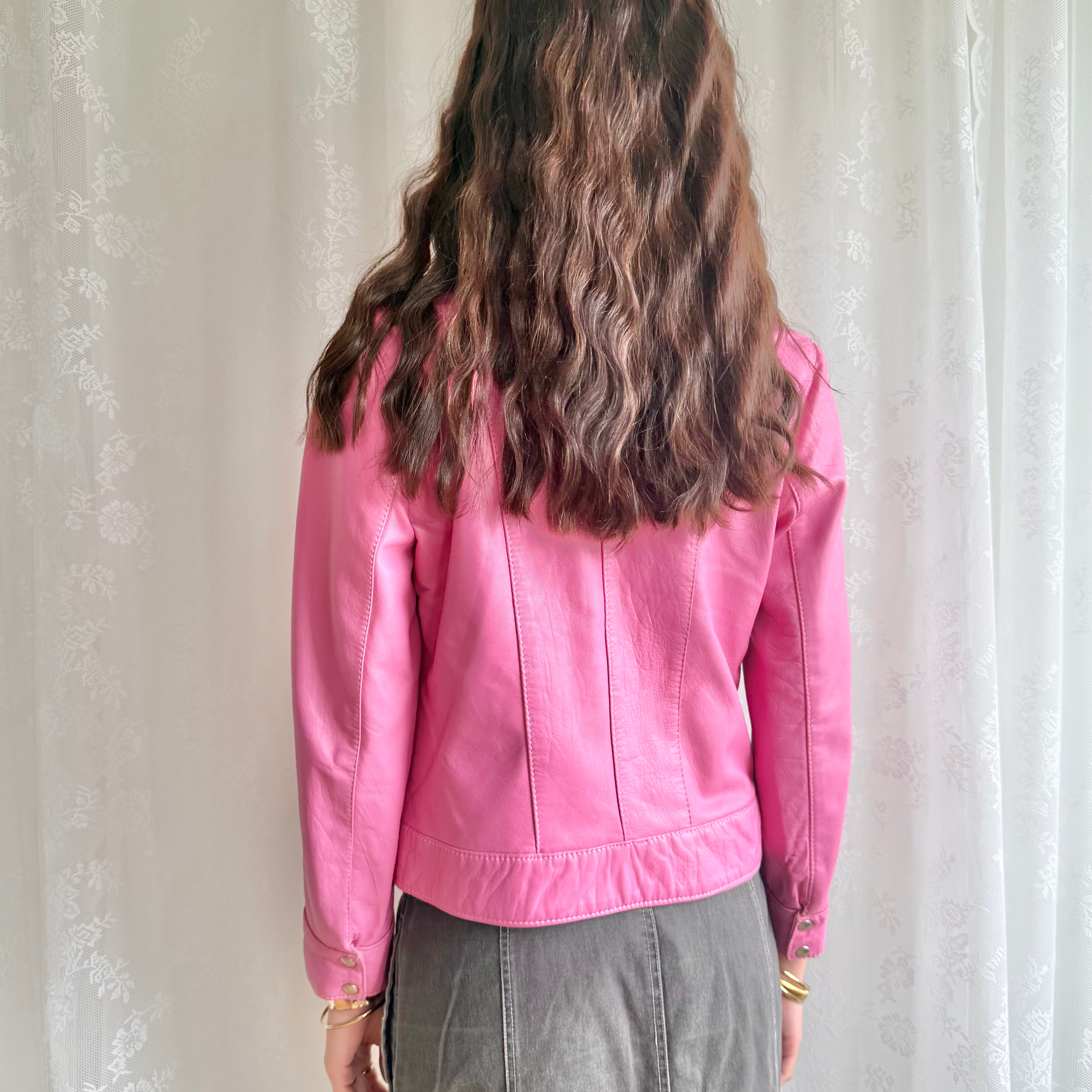 Genuine Leather Zip Jacket - Size M