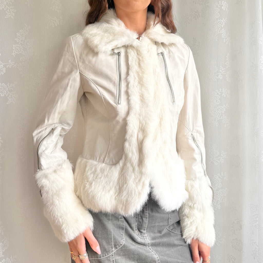 Genuine Leather & Fur Jacket - Size M