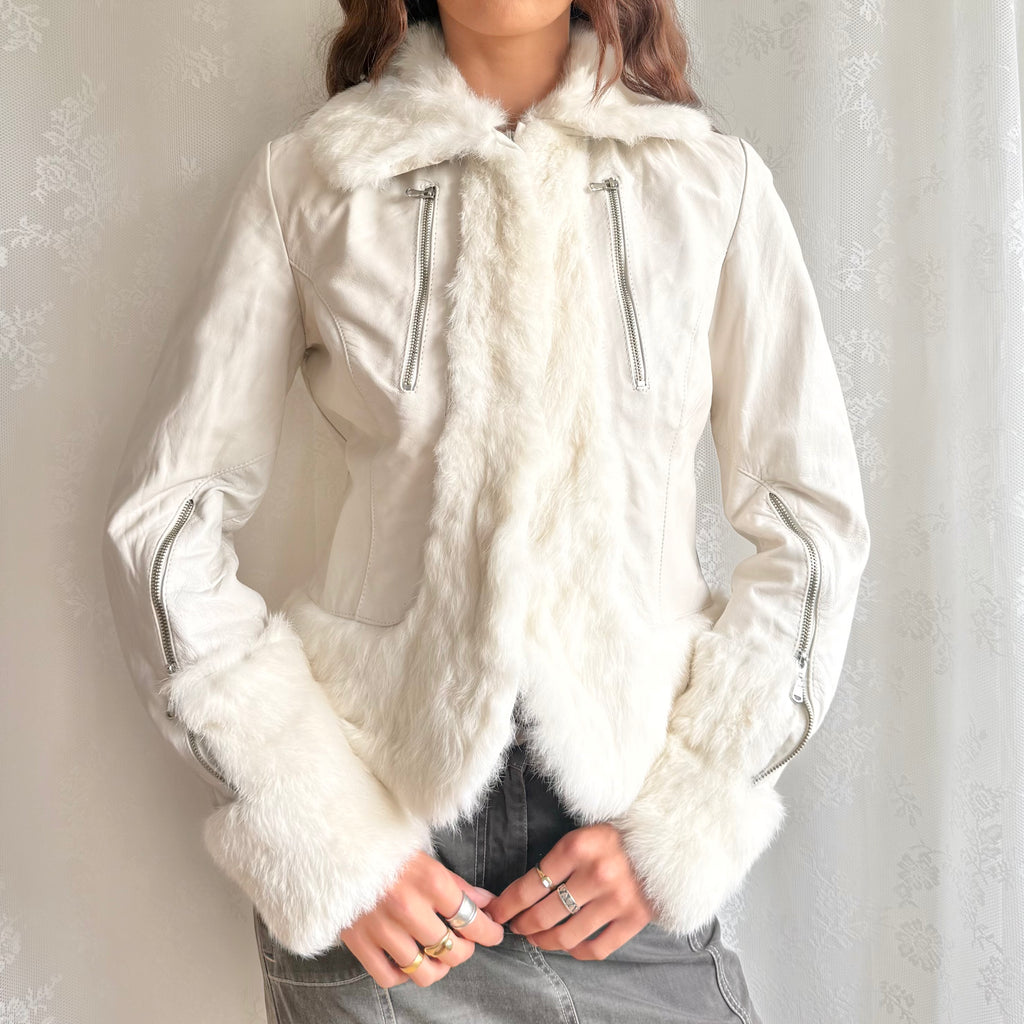 Genuine Leather & Fur Jacket - Size M