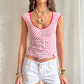Miss Sixty Striped Crop Top - Size S