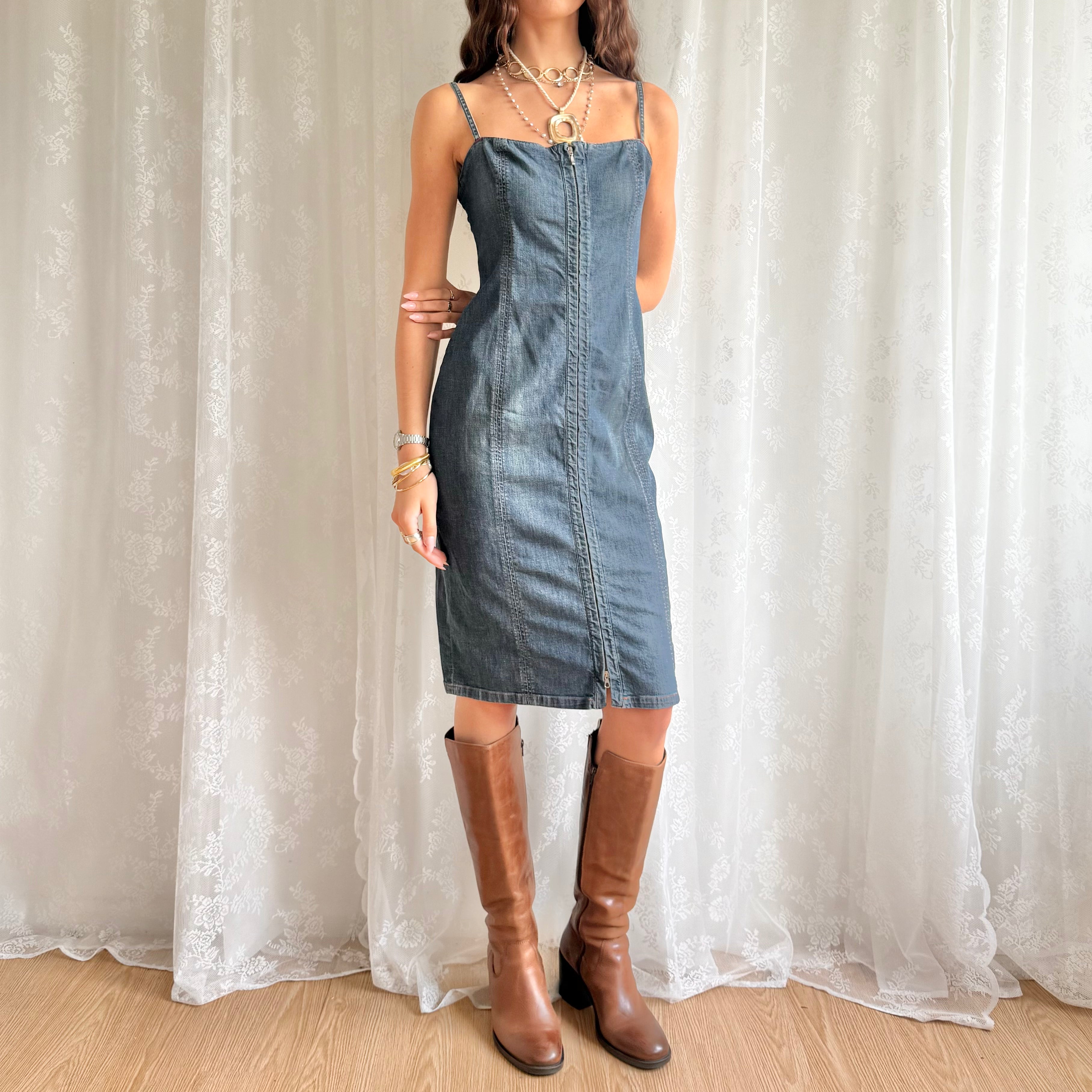 Miss Sixty Denim Midi Dress - Size L
