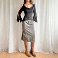 Graphic Denim Midi Skirt - Size S