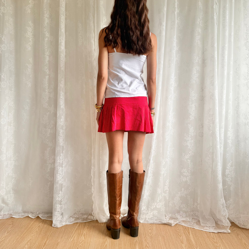 Polka Dot Pleated Mini Skirt - Size M