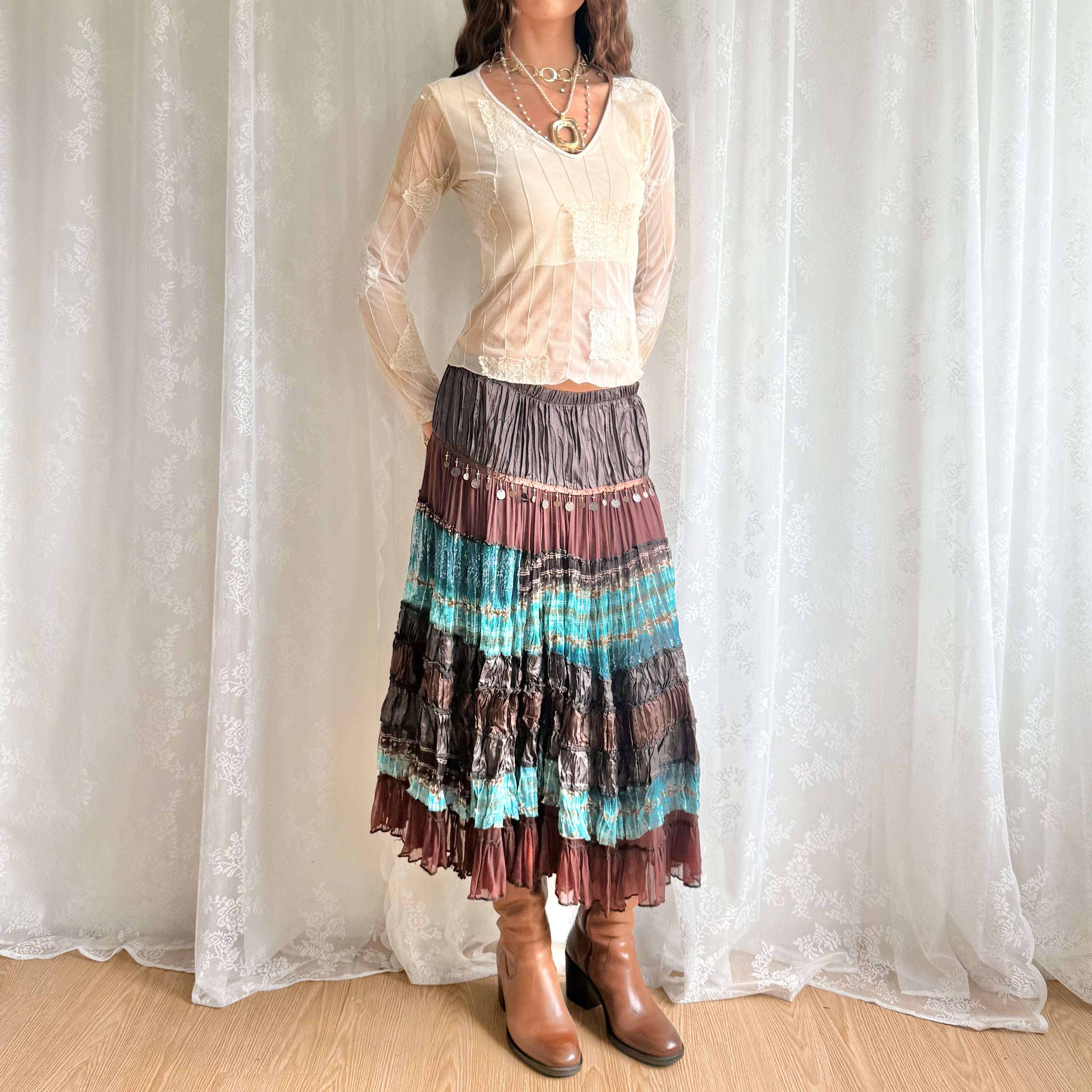Tiered Midi Skirt - Size M