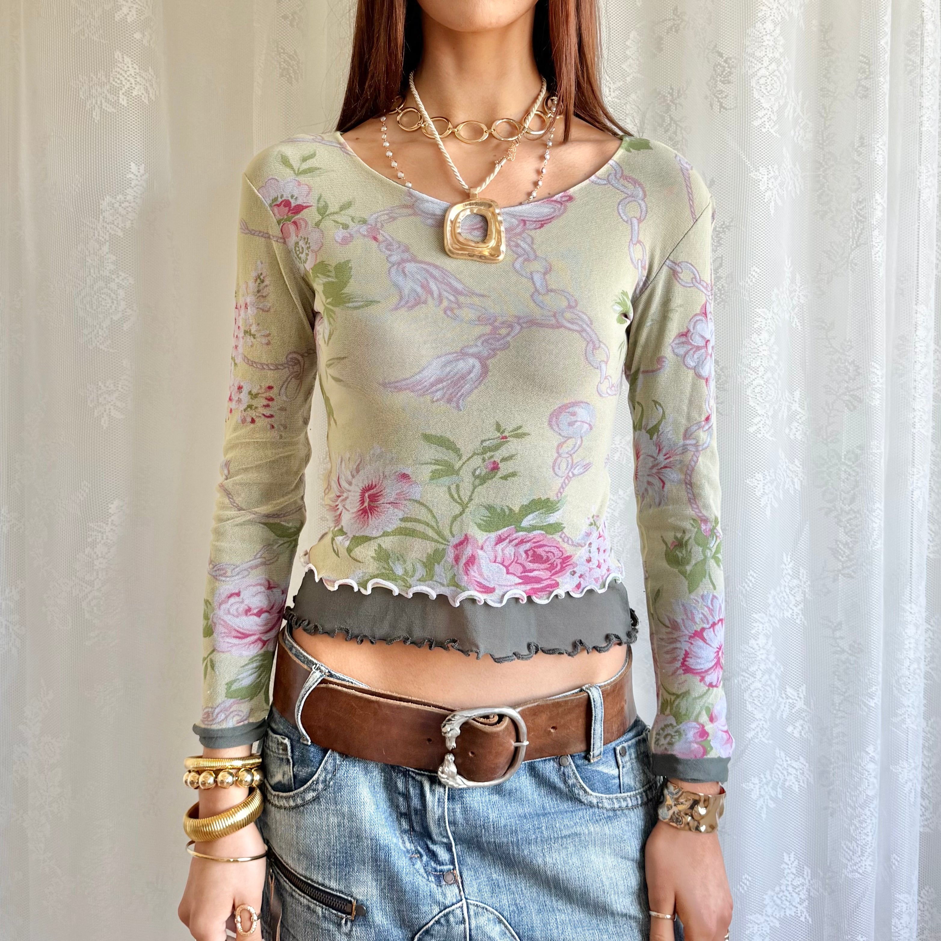 Mesh Long Sleeve Top - Size S